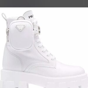 Prada Women's White Combat Boots
